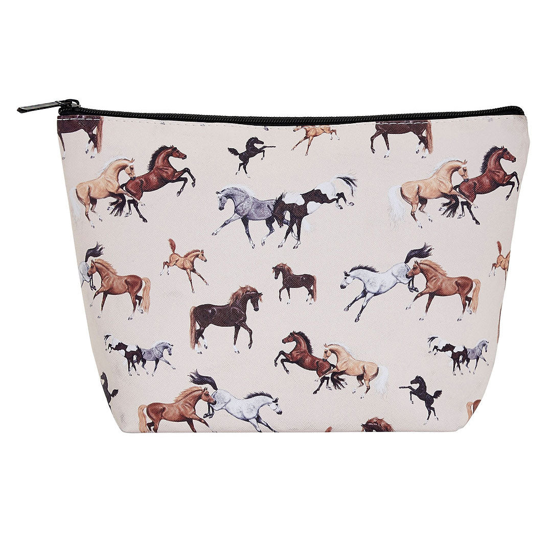 AWST Int'l Lila Horses All Over Large Cosmetic Pouch