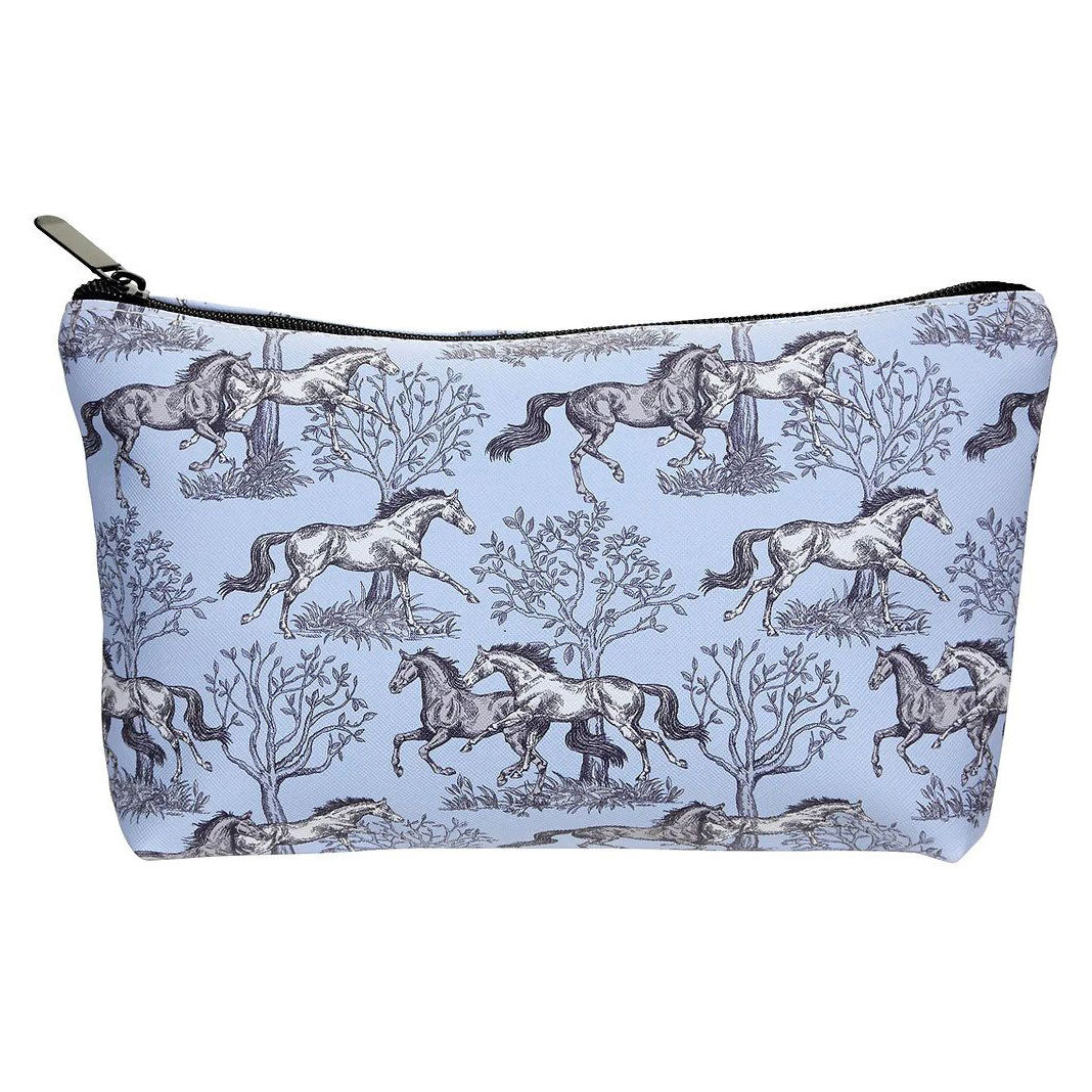 AWST Int'l Lila Blue Toile Medium Cosmetic Pouch