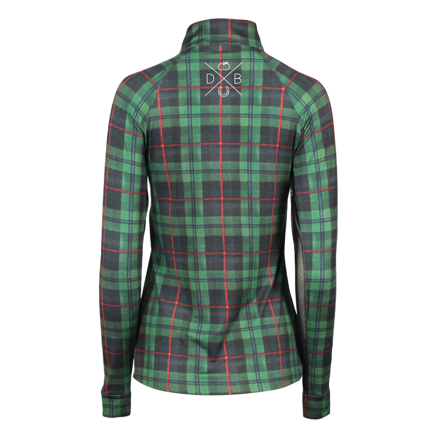 Dapplebay Holiday Plaid 1/4 Zip Light Riding Top-GREEN