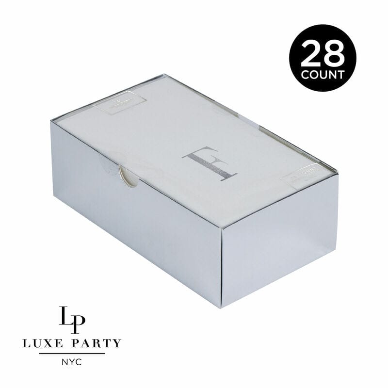 Letter F Silver Foil Monogram Paper Dinner Napkins with Gift Box | 28 Napkins