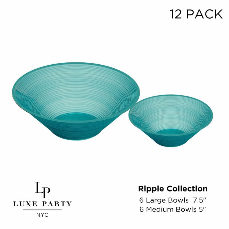 Transplant Ocean Teal Disposable Party Bowl Set | 12 Pack