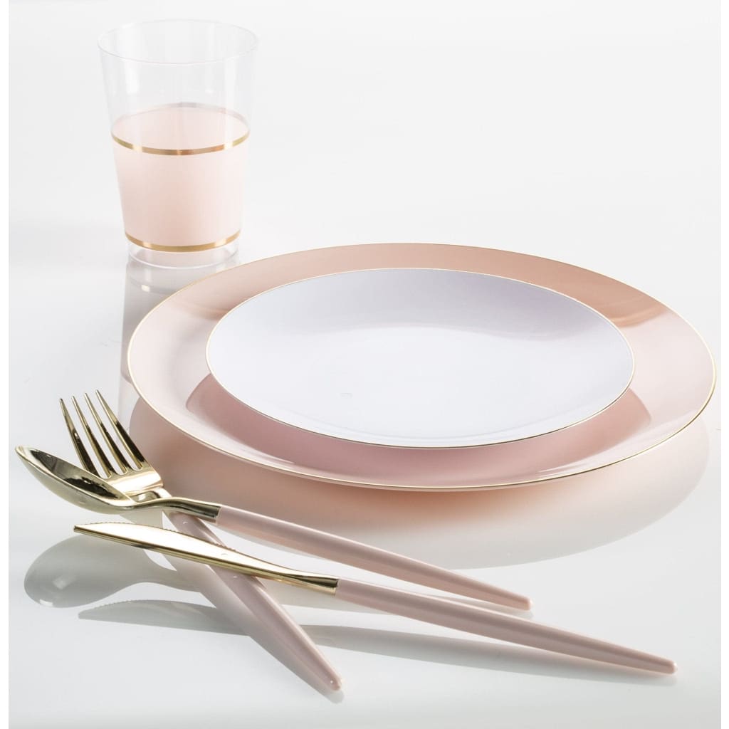 Pink Blush and Gold Plastic Cups | 20 Cups