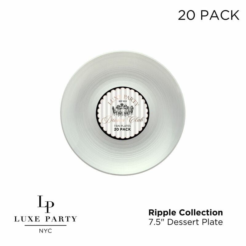 Round 7.5 Ripple White Appetizer Plastic Plates | 20 Plates