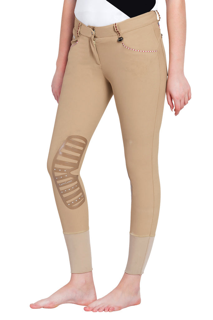 Equine Couture Ladies Stars & Stripes Silicone Knee Patch Breeches