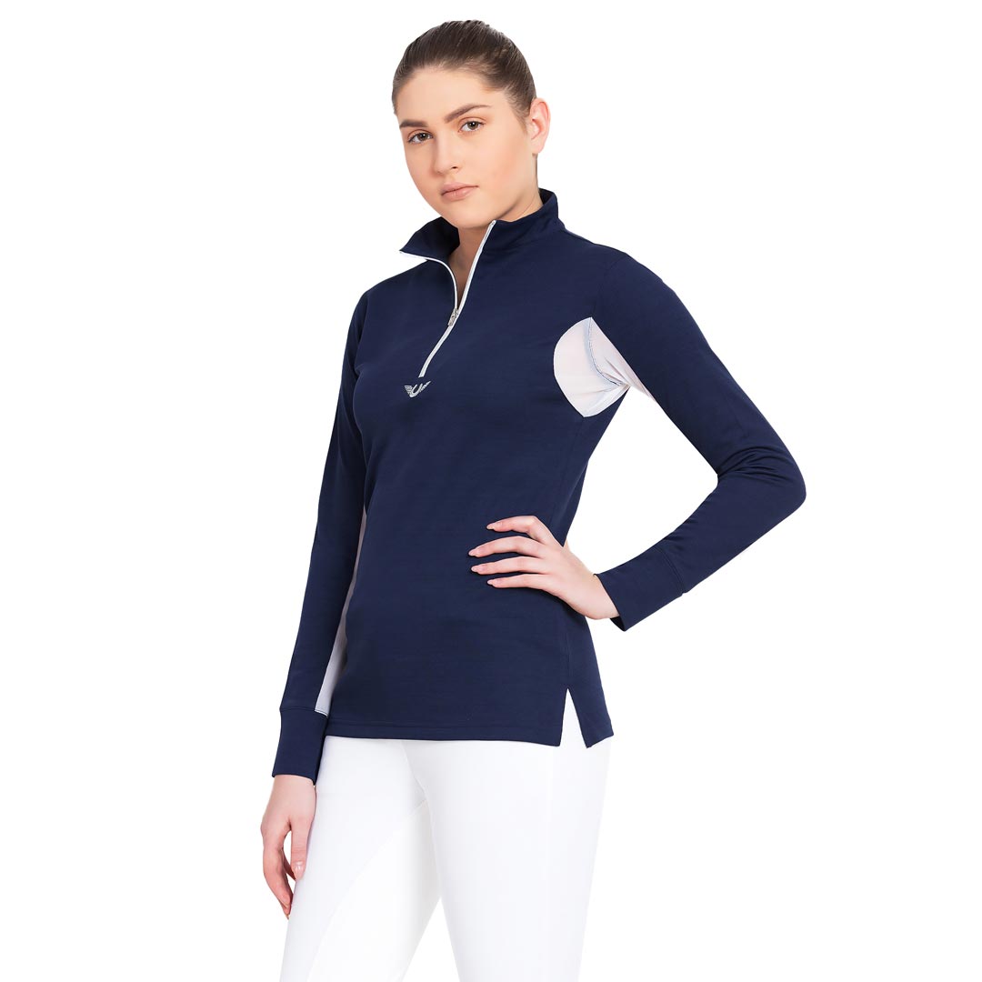 TuffRider Ladies Long Sleeve Ventilated Technical Sport Shirt – UV Protection, Quick-Dry, Mesh Undersleeves