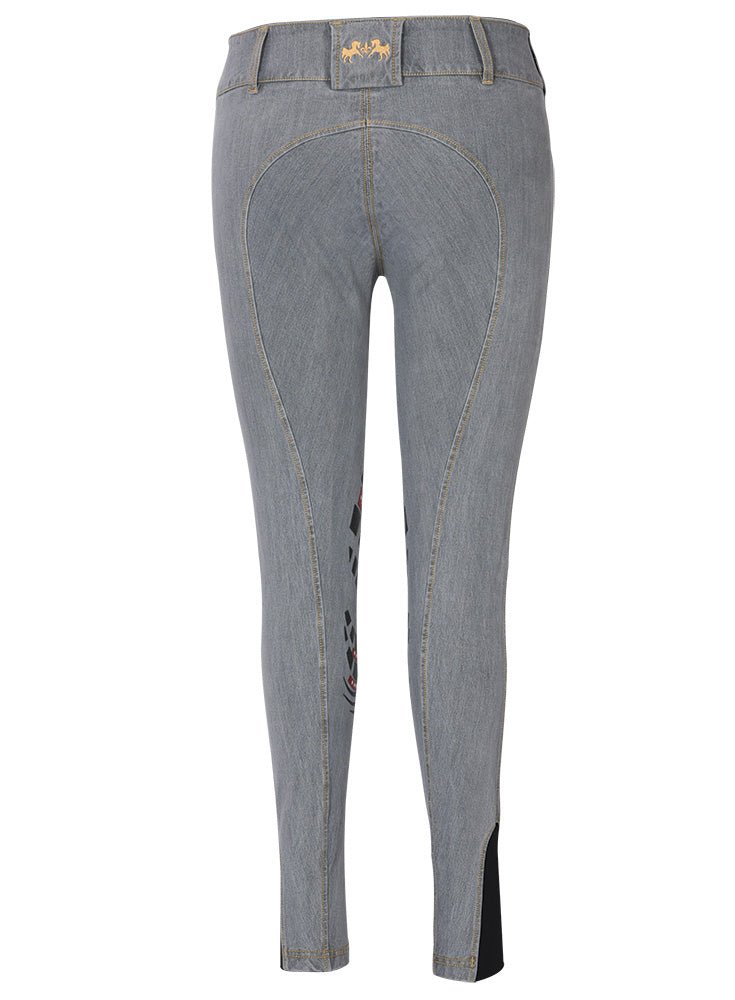 Equine Couture Ladies Calabasas Printed Silicone Patch Denim Breeches