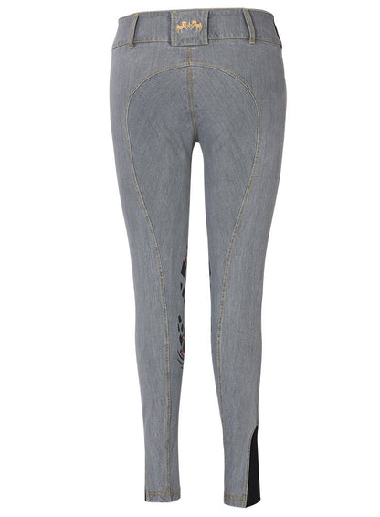 Equine Couture Ladies Calabasas Printed Silicone Patch Denim Breeches