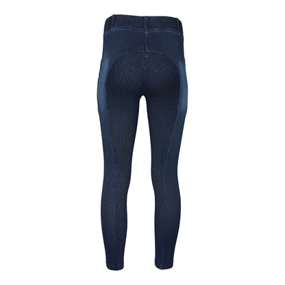 Equine Couture Ladies Denim Full Seat Silicon Tights with Phone Pocket