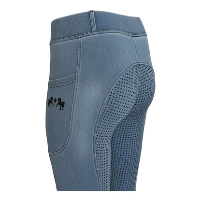 Equine Couture Ladies Denim Full Seat Silicon Tights with Phone Pocket