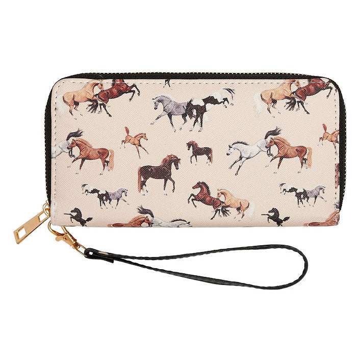 AWST Int'l Lila Horses All Over Clutch Wallet
