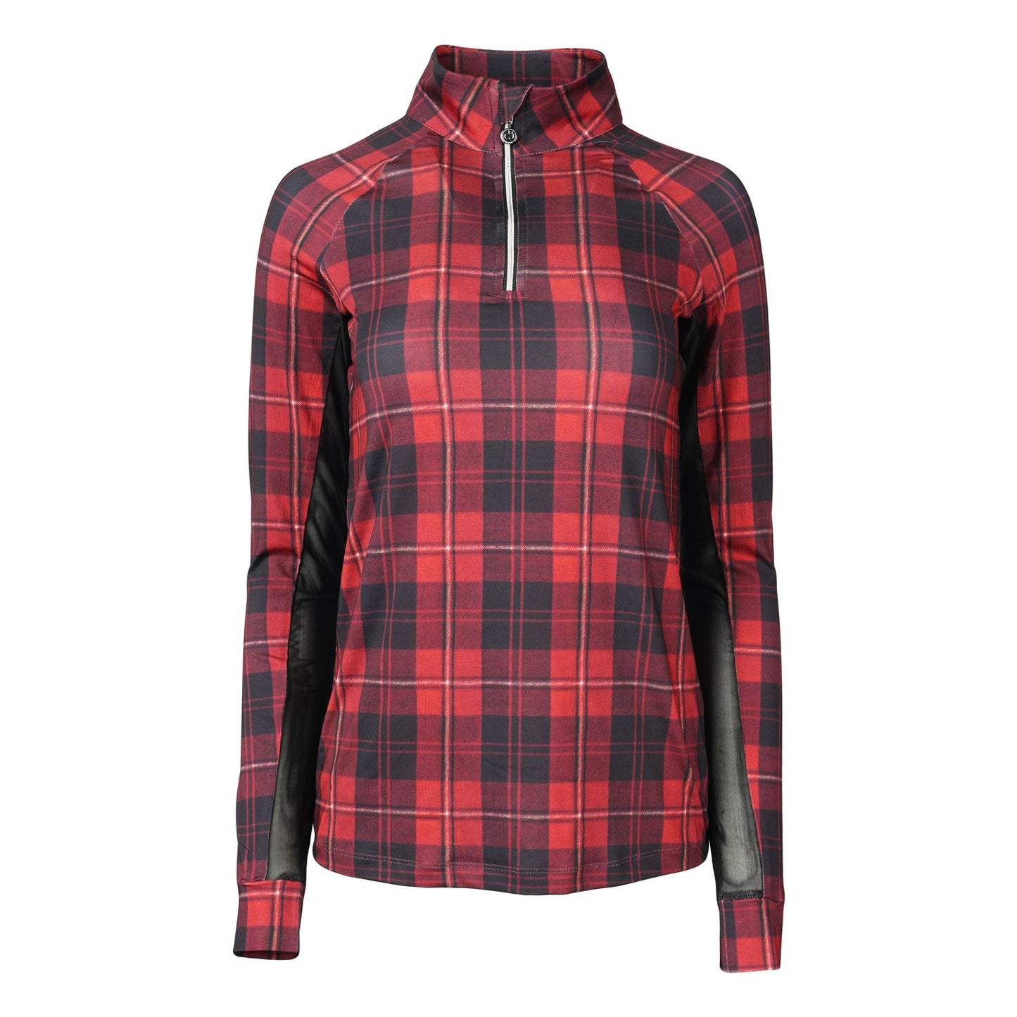 Dapplebay Holiday Plaid 1/4 Zip Light Riding Top-RED