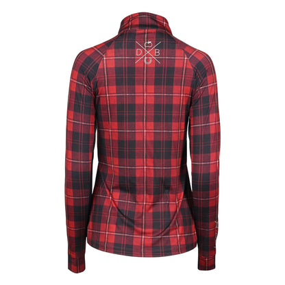 Dapplebay Holiday Plaid 1/4 Zip Light Riding Top-RED