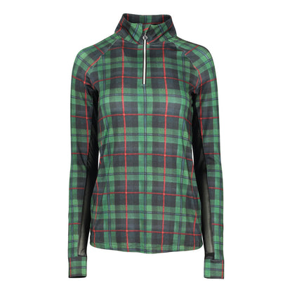 Dapplebay Holiday Plaid 1/4 Zip Light Riding Top-GREEN