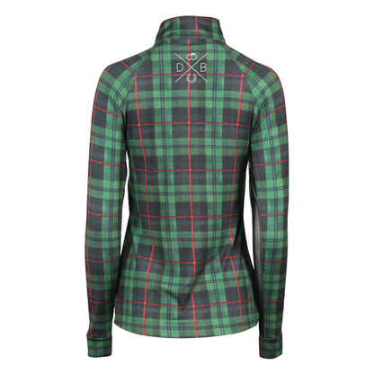 Dapplebay Holiday Plaid 1/4 Zip Light Riding Top-GREEN