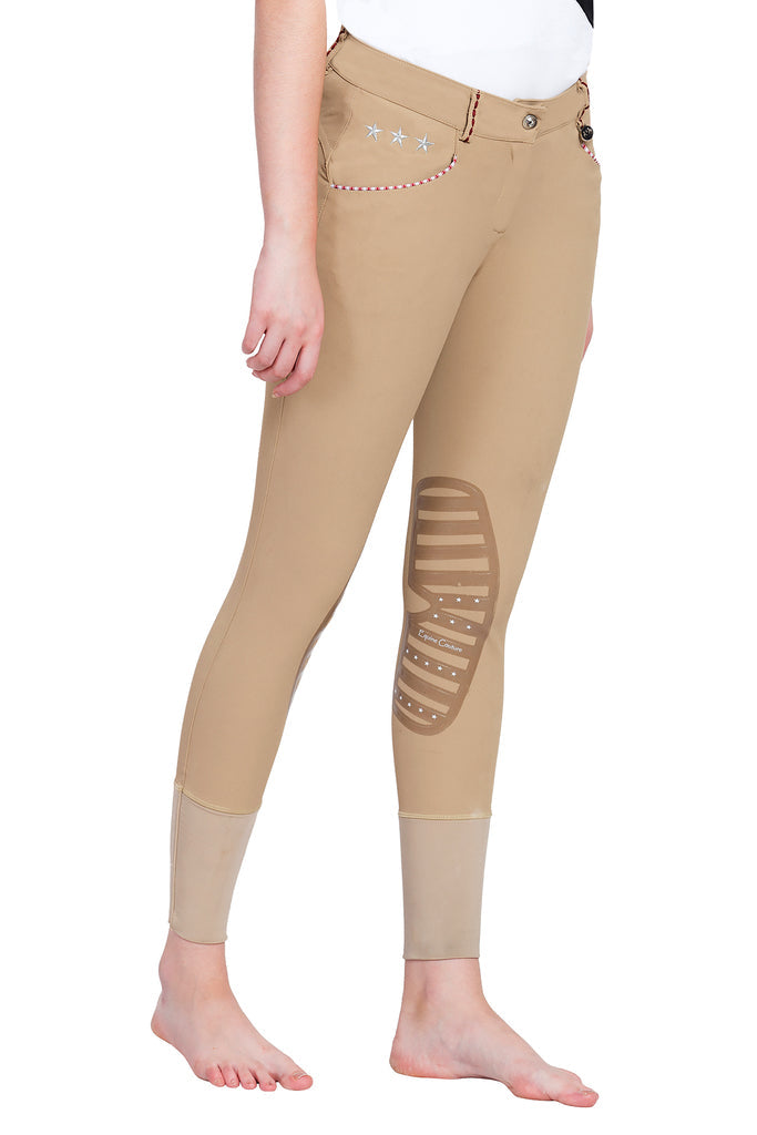 Equine Couture Ladies Stars & Stripes Silicone Knee Patch Breeches