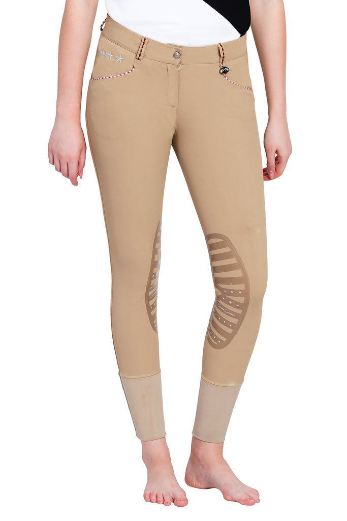 Equine Couture Ladies Stars & Stripes Silicone Knee Patch Breeches