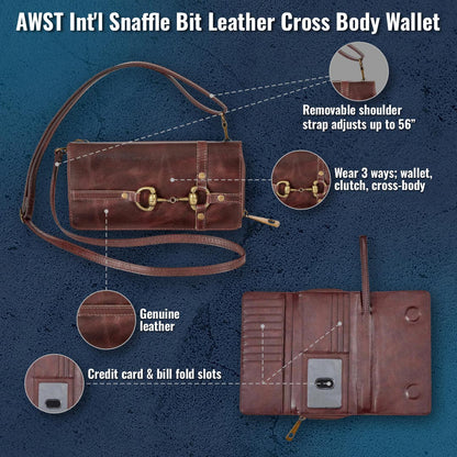 AWST Int'l Snaffle Bit Leather Cross Body Wallet