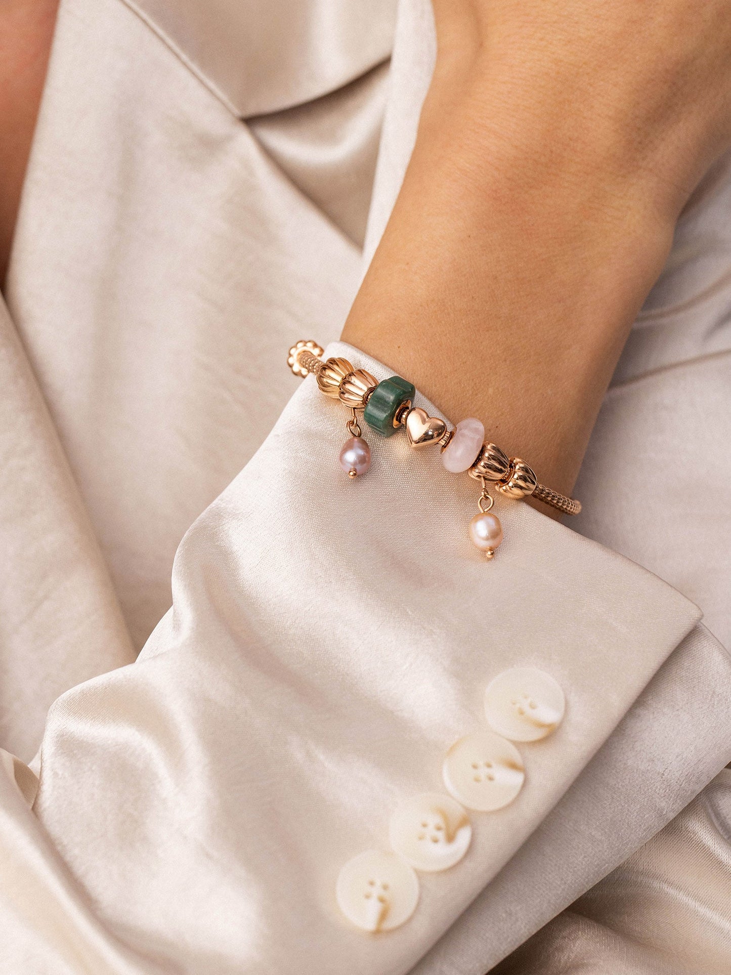 LEI Rosequarz Heart Charm