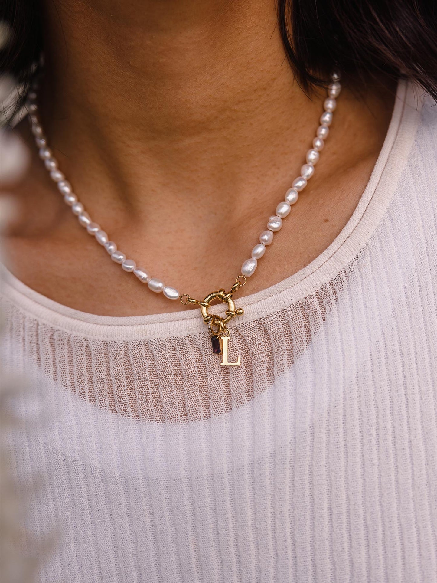 Charm Kette mit Perlen