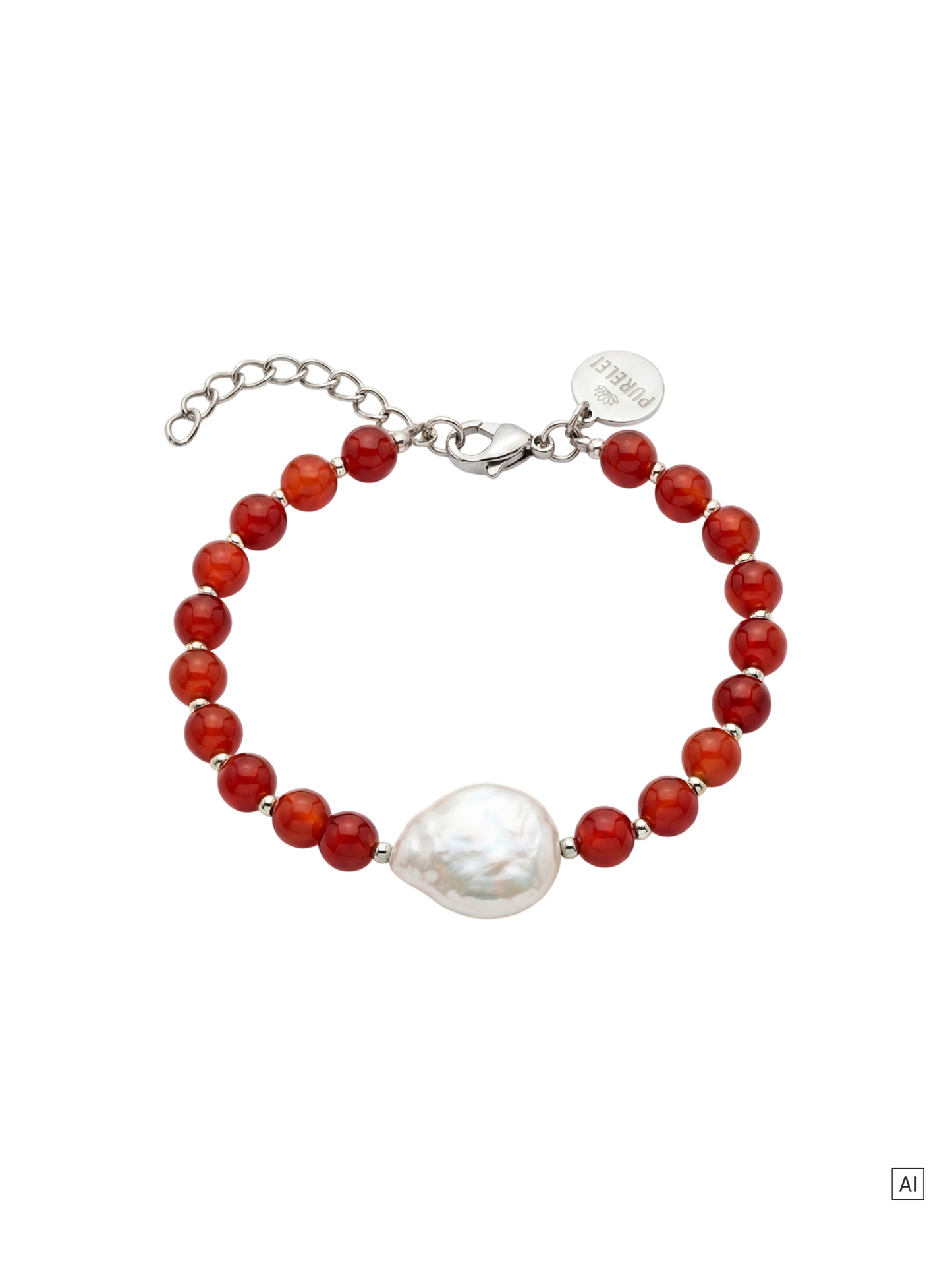 Roter Achat Pearl Armband