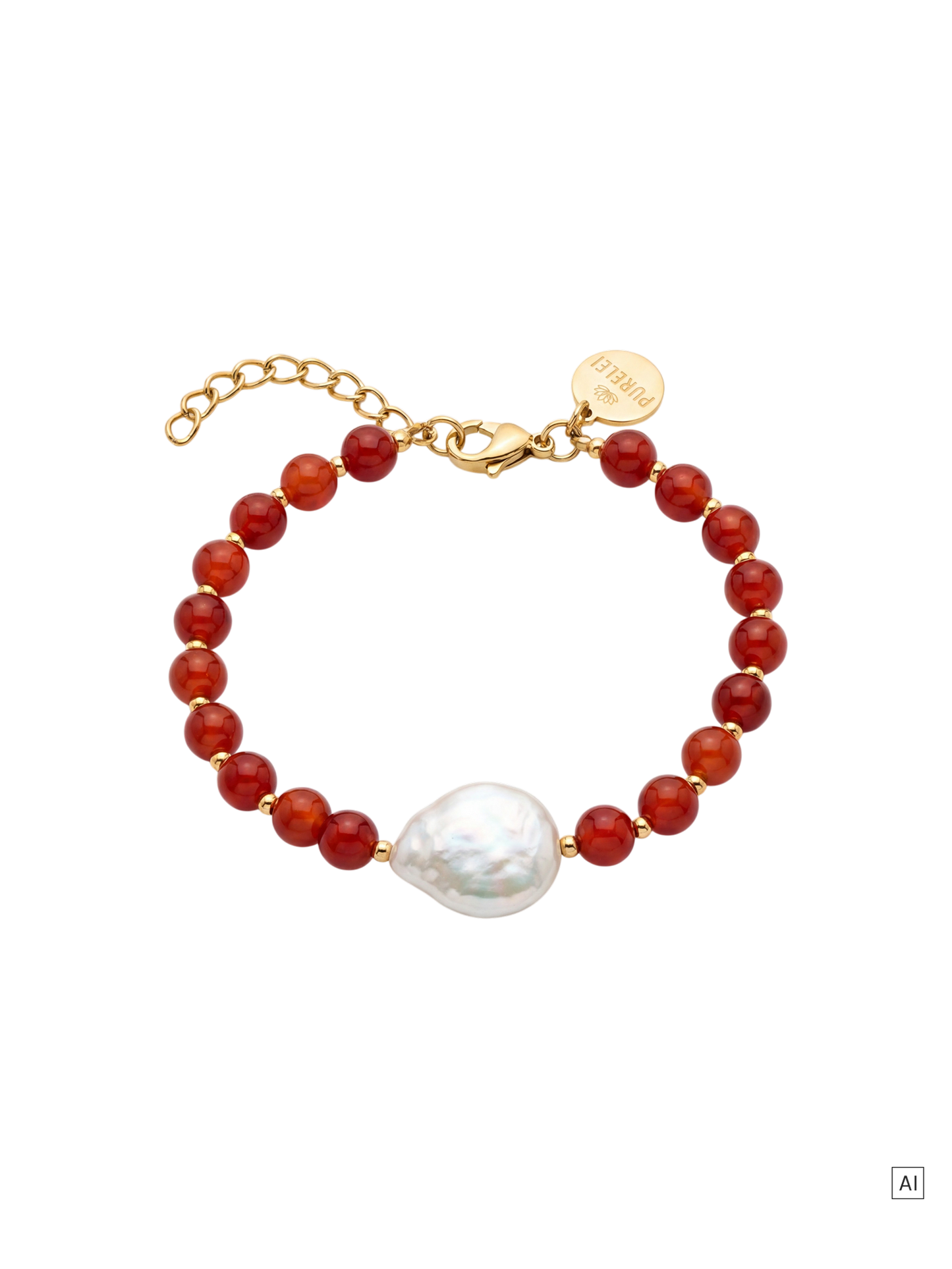 Roter Achat Pearl Armband