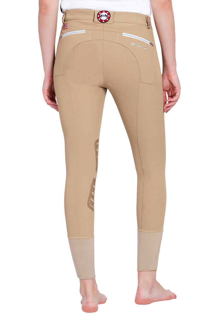 Equine Couture Ladies Stars & Stripes Silicone Knee Patch Breeches