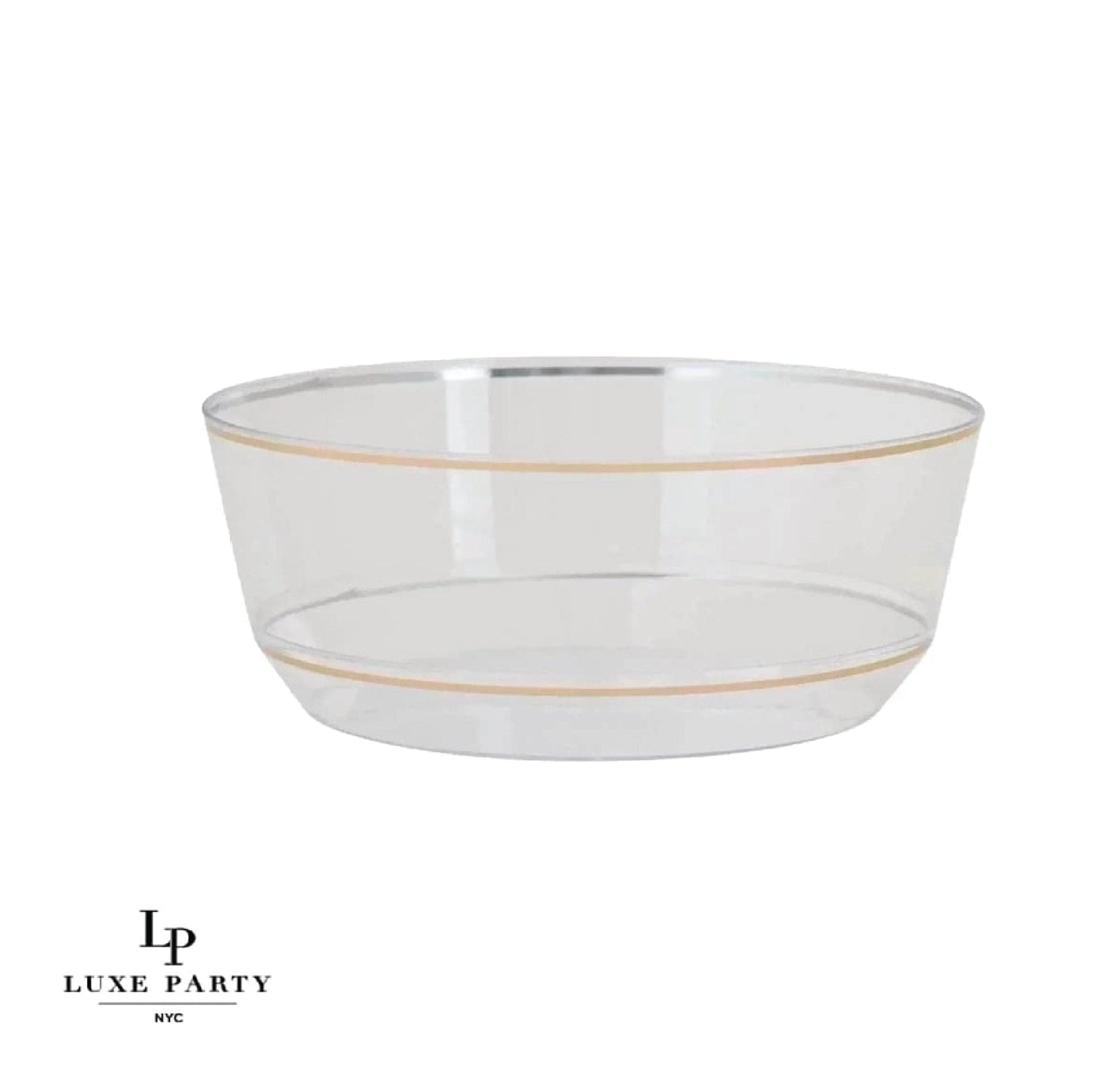 8 Oz. Round Clear • Gold Plastic Dessert Bowls | 10 Pack