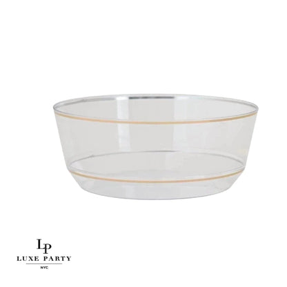 8 Oz. Round Clear • Gold Plastic Dessert Bowls | 10 Pack