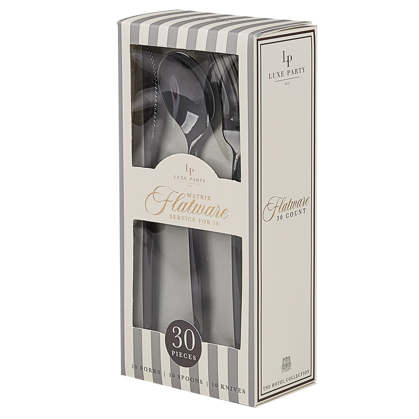 Matrix Black Plastic Cutlery Set | 30 Pieces