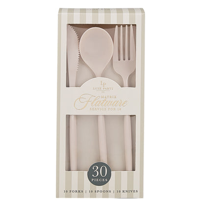 Matrix Linen Plastic Cutlery Set | 30 Pieces