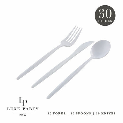 Matrix White Plastic Cutlery Set | 30 Pieces
