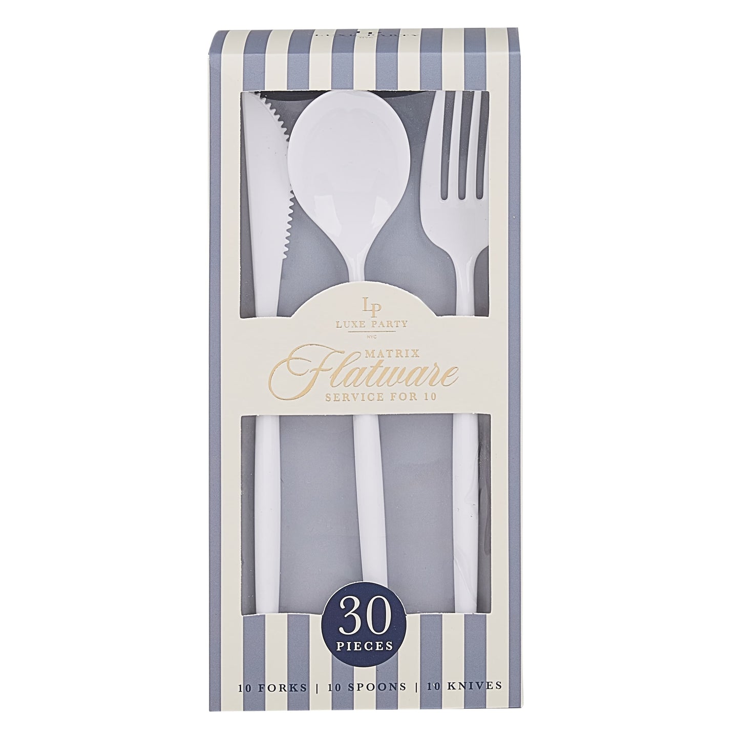 Matrix White Plastic Cutlery Set | 30 Pieces
