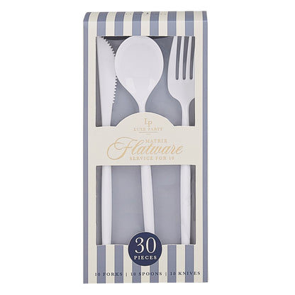 Matrix White Plastic Cutlery Set | 30 Pieces