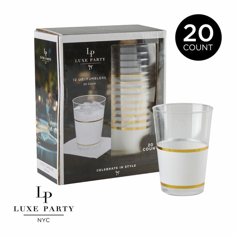 White and Gold Plastic Cups | 20 Cups