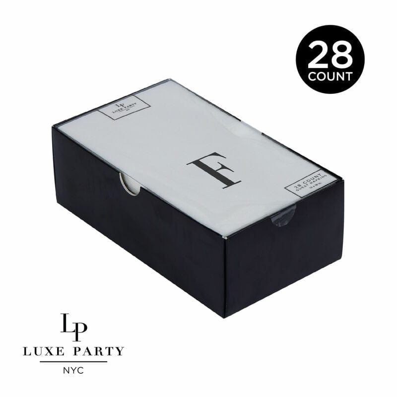 Letter F Black Foil Monogram Paper Dinner Napkins with Gift Box | 28 Napkins
