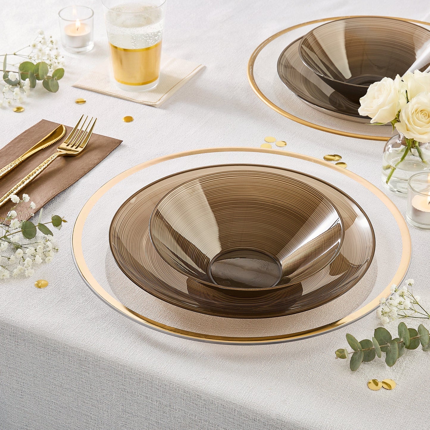 Transplant Brown Disposable Party Bowl Set | 12 Pack