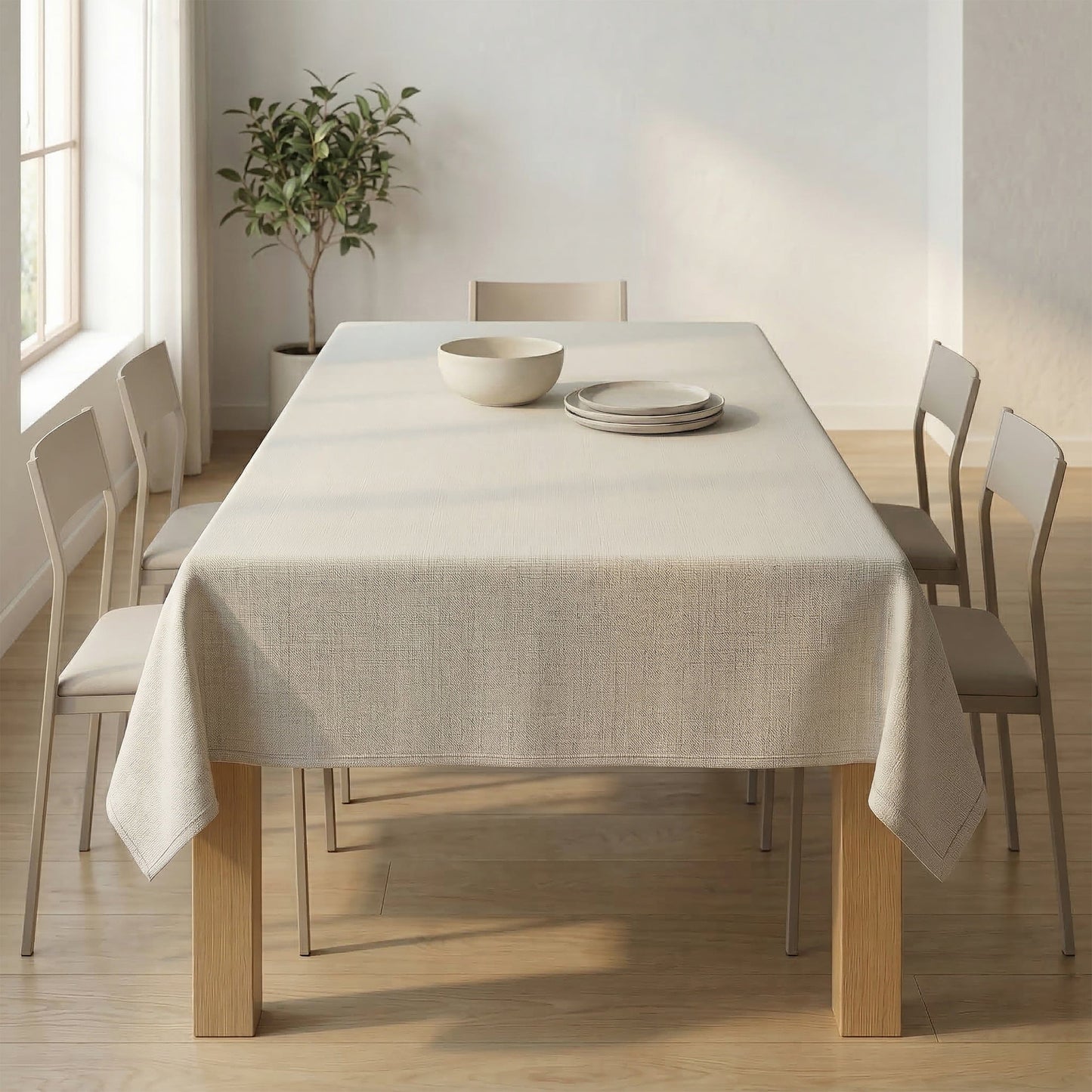 Premium Off White Waterproof Polyester Tablecloth
