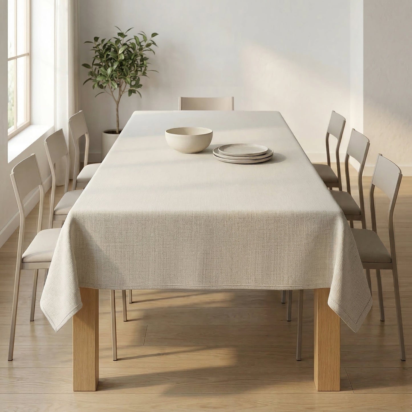 Premium Off White Waterproof Polyester Tablecloth