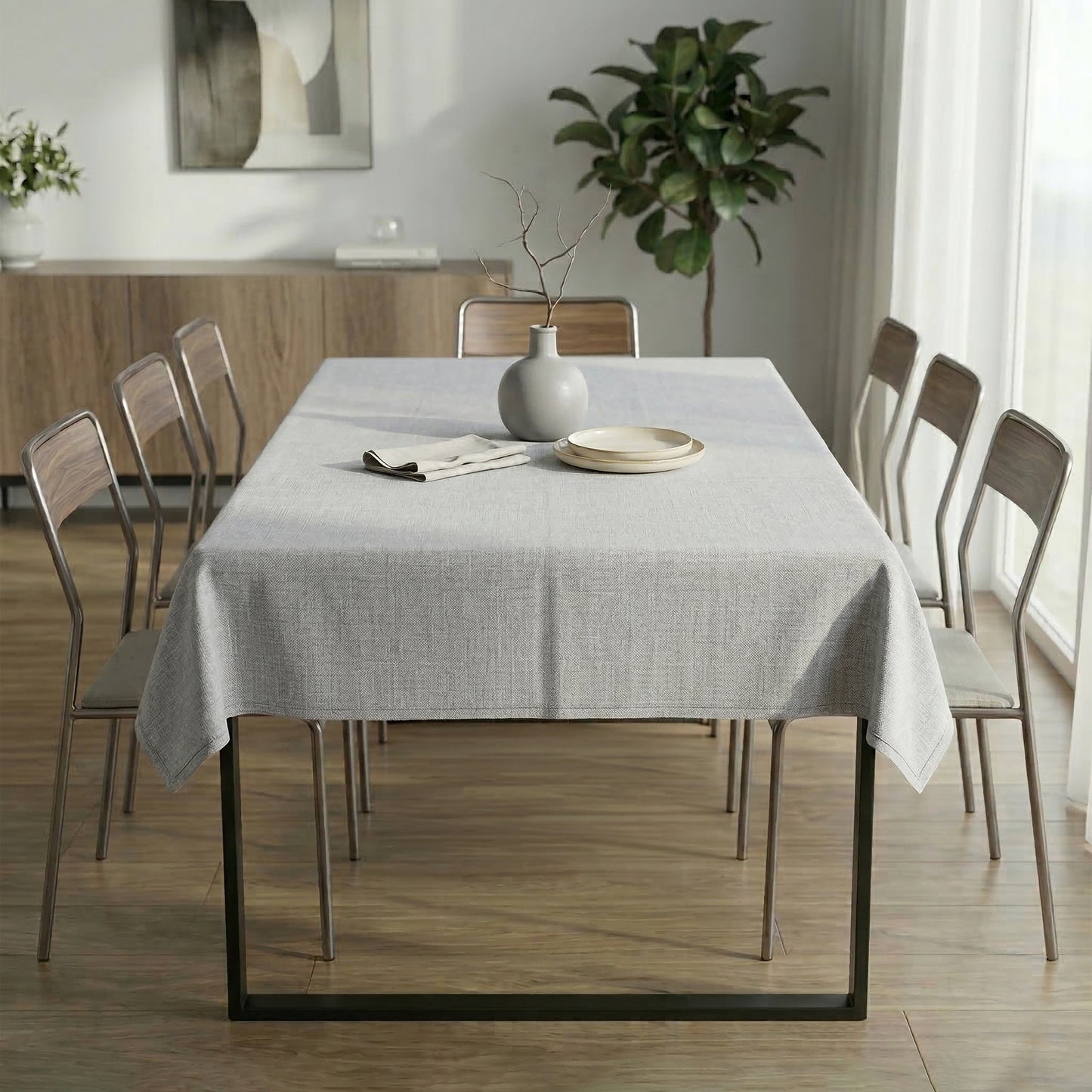 Premium Silver Waterproof Polyester Tablecloth