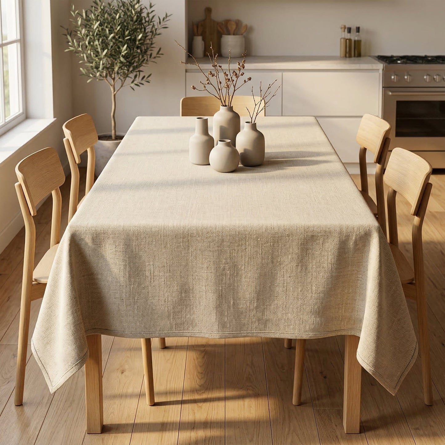 Premium White Waterproof Polyester Tablecloth