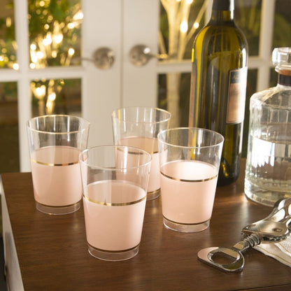 Pink Blush and Gold Plastic Cups | 20 Cups