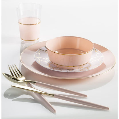 Pink Blush and Gold Plastic Cups | 20 Cups
