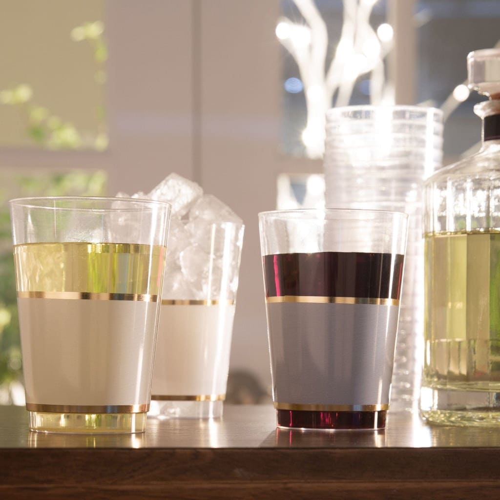 White and Gold Plastic Cups | 20 Cups