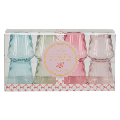 Upscale RIBBED Assorted 12 Oz. Plastic Goblets | 8 Cups