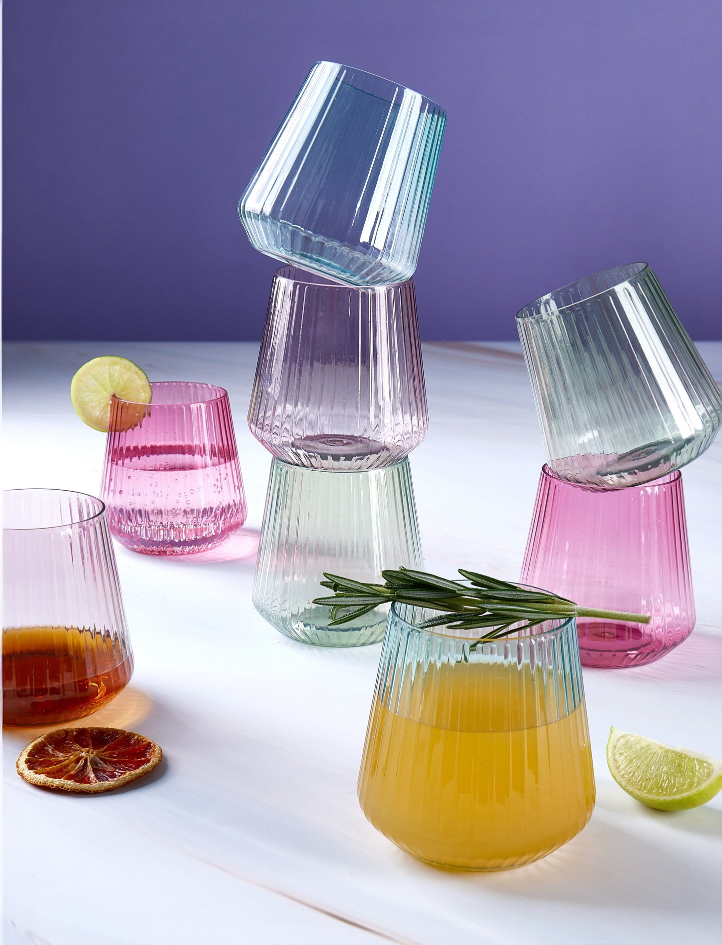 Upscale RIBBED Purple 12 Oz. Plastic Wine Goblets | 8 Cups