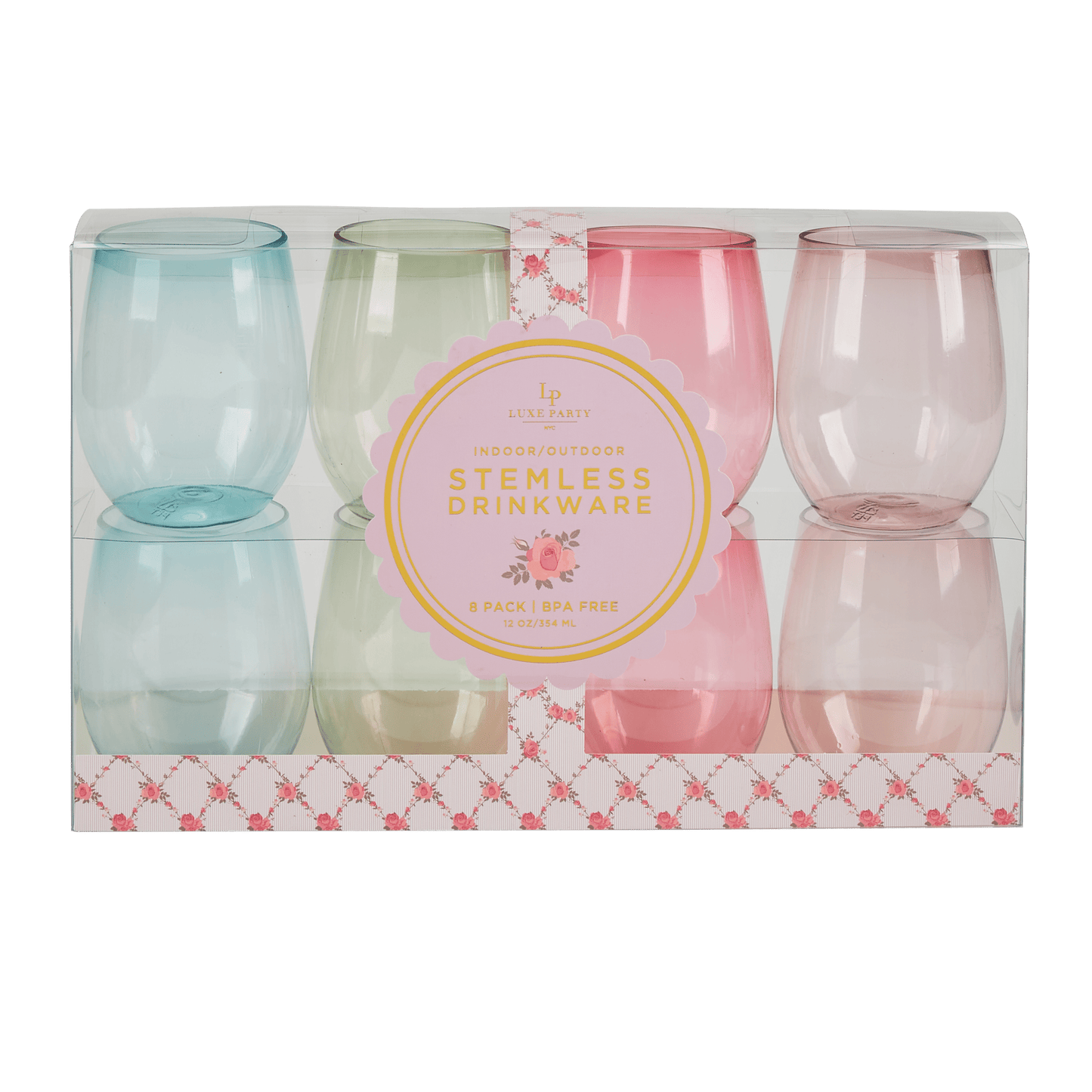 Upscale Round Assorted 12 Oz. Plastic Wine Goblets | 8 Cups