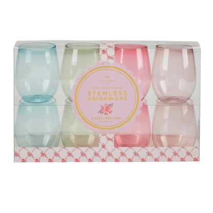 Upscale Round Assorted 12 Oz. Plastic Wine Goblets | 8 Cups