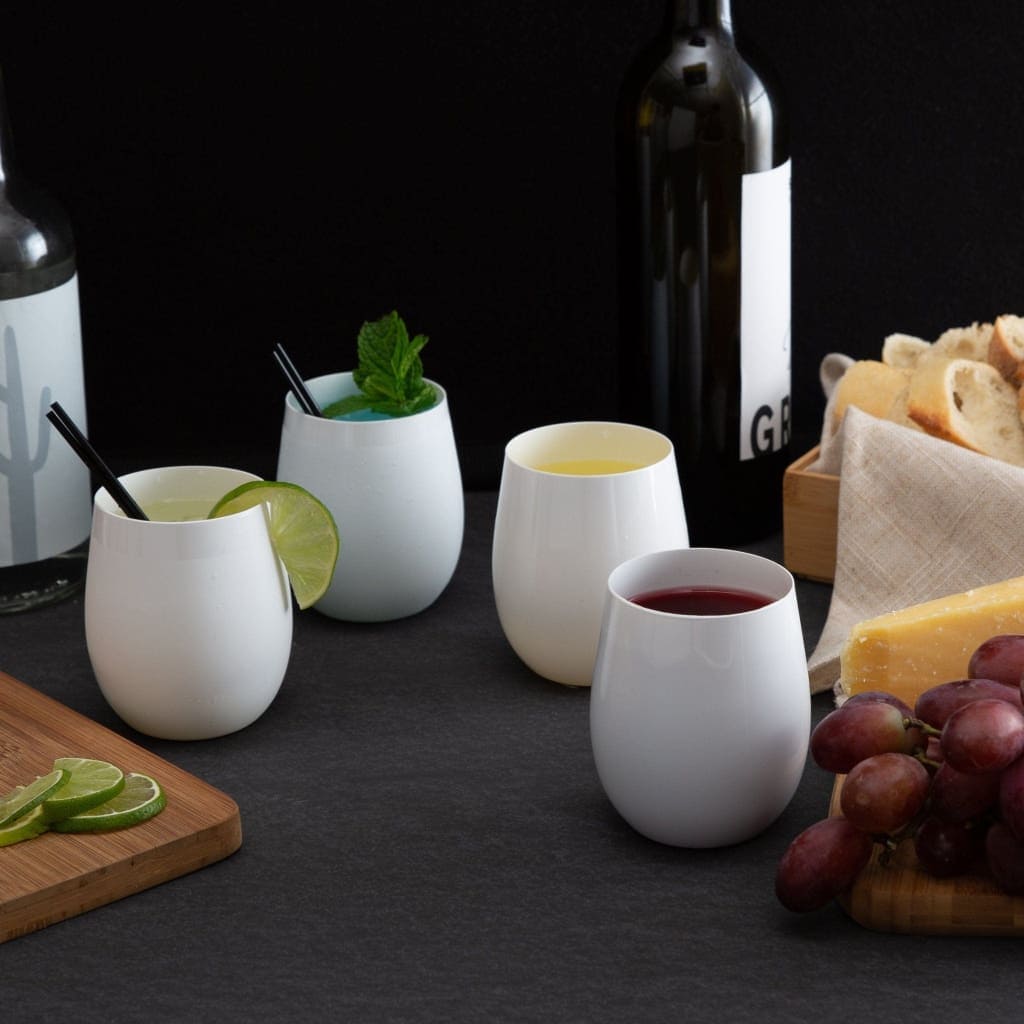 Upscale Round White 12 Oz. Plastic Wine Goblets | 6 Cups