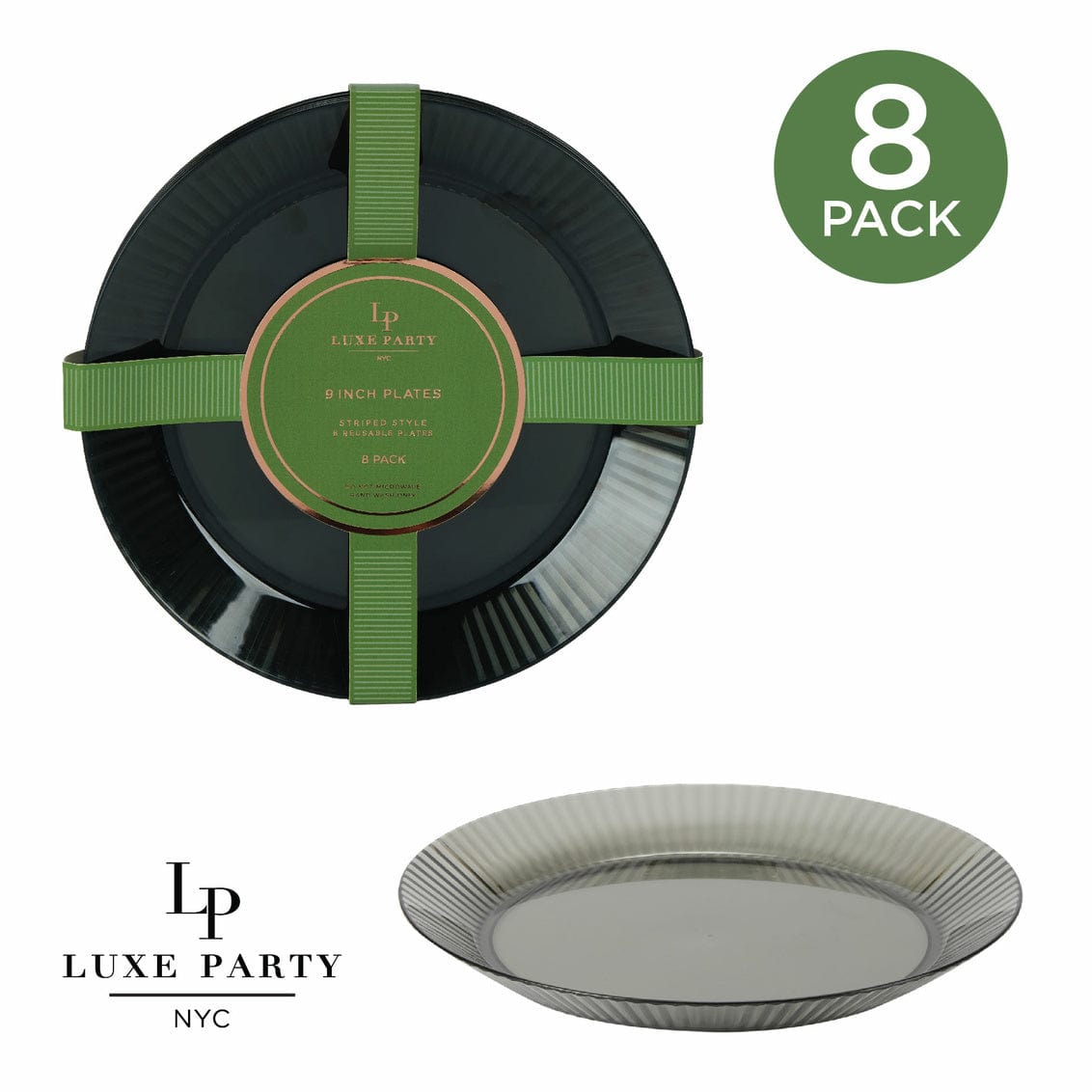 Round 9 in Ribbed Heavy Plastic Smoke Plates | 8 Pack