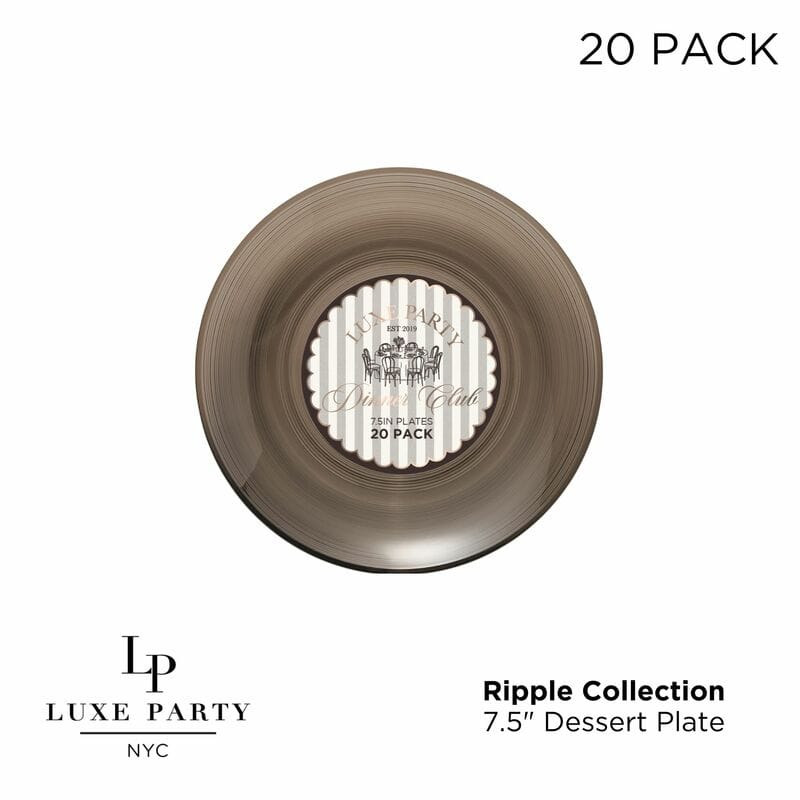 Round 7.5 Ripple Transparent Brown Appetizer Plastic Plates | 20 Plates